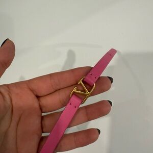 Valentino Pink Leather Belt with Gold Buckle